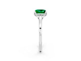 White gold Princess Cut Emerald Solitaire Ring with Flower Prong Setting and Classic Band_26