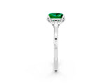 White gold Princess Cut Emerald Solitaire Ring with Flower Prong Setting and Classic Band_38
