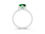 White gold Princess Cut Emerald Solitaire Ring with Flower Prong Setting and Classic Band_39