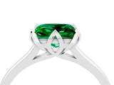 White gold Princess Cut Emerald Solitaire Ring with Flower Prong Setting and Classic Band_40