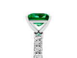 White gold Princess Cut Emerald Solitaire Ring with Pavé Accents and Four-Prong Setting_5