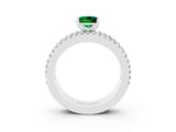 White gold Princess Cut Emerald Solitaire Ring with Pavé and Channel Set Band_3