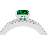 White gold Princess Cut Emerald Solitaire Ring with Pavé and Channel Set Band_4