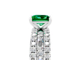 White gold Princess Cut Emerald Solitaire Ring with Pavé and Channel Set Band_5