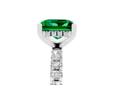 White gold Princess Cut Emerald Solitaire Ring with Round  Pavé Band and Four-Prong Setting_65