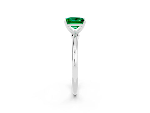 White gold Princess Cut Emerald Solitaire Ring with Six-Prong Setting and Classic Band_14