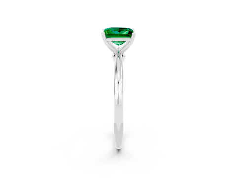 White gold Princess Cut Emerald Solitaire Ring with Six-Prong Setting and Classic Band_14
