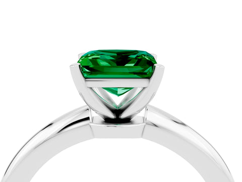 White gold Princess Cut Emerald Solitaire Ring with Six-Prong Setting and Classic Band_16