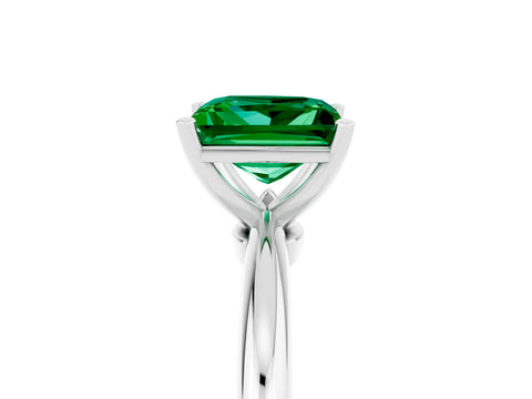 White gold Princess Cut Emerald Solitaire Ring with Six-Prong Setting and Classic Band_17