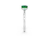 White gold Princess Cut Emerald Solitaire Ring with Thin Band and Four-Prong Setting_2