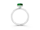 White gold Princess Cut Emerald Solitaire Ring with Thin Band and Four-Prong Setting_3