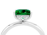 White gold Princess Cut Emerald Solitaire Ring with Thin Band and Four-Prong Setting_4