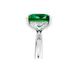 White gold Princess Cut Emerald Solitaire Ring with Thin Band and Four-Prong Setting_5