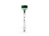 White gold Princess Cut Emerald Solitaire Ring with Thin Band and Prong Setting_14
