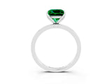 White gold Princess Cut Emerald Solitaire Ring with Thin Band and Prong Setting_15