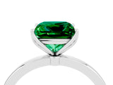 White gold Princess Cut Emerald Solitaire Ring with Thin Band and Prong Setting_16