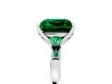 White gold Princess Cut Emerald Solitaire Ring with Thin Band and Prong Setting_17