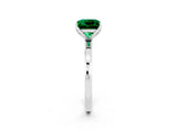White gold Princess Cut Emerald Solitaire Ring with Thin Band and Prong Setting_38