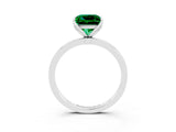 White gold Princess Cut Emerald Solitaire Ring with Thin Band and Prong Setting_39