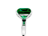 White gold Princess Cut Emerald Solitaire Ring with Thin Band and Prong Setting_41
