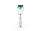 White gold Princess Cut Emerald Solitaire Ring with Wide Band and Prong Setting_2