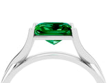 White gold Princess Cut Emerald Solitaire Twist Band Prong Setting Ring_40