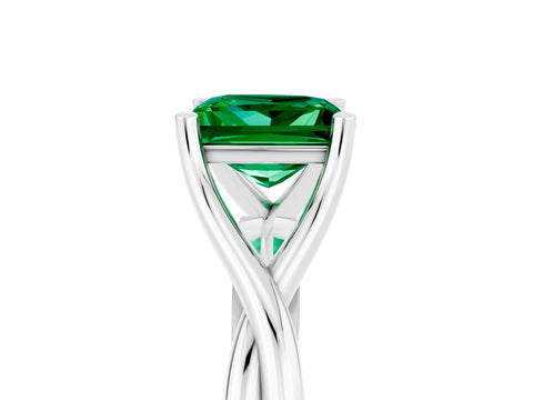 White gold Princess Cut Emerald Solitaire Twist Band Prong Setting Ring_41