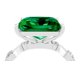 White gold Princess Cut Emerald Solitaire Twisted Band with Round  Accents and Prong Setting_16