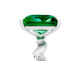 White gold Princess Cut Emerald Solitaire Twisted Band with Round  Accents and Prong Setting_17