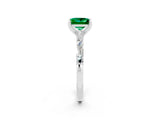 White gold Princess Cut Emerald Solitaire with Side Baguettes and Channel Set Band_2