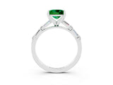 White gold Princess Cut Emerald Solitaire with Side Baguettes and Channel Set Band_3