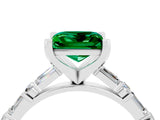 White gold Princess Cut Emerald Solitaire with Side Baguettes and Channel Set Band_4