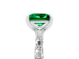 White gold Princess Cut Emerald Solitaire with Side Baguettes and Channel Set Band_5