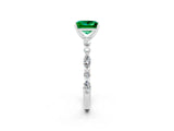 White gold Princess Cut Emerald Solitaire with Side Stones on a Pavé Band and Four-Prong Setting_2