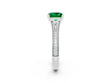 White gold Princess Cut Emerald Split Shank Engagement Ring with Pavé Band_2