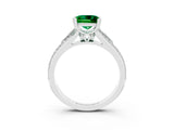White gold Princess Cut Emerald Split Shank Engagement Ring with Pavé Band_3