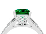 White gold Princess Cut Emerald Split Shank Engagement Ring with Pavé Band_4