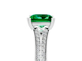 White gold Princess Cut Emerald Split Shank Engagement Ring with Pavé Band_5