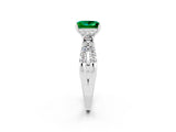 White gold Princess Cut Emerald Three-Stone Ring with Pavé Split Shank and Four-Prong Setting_2