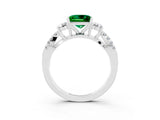 White gold Princess Cut Emerald Three-Stone Ring with Pavé Split Shank and Four-Prong Setting_3
