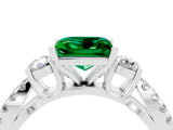 White gold Princess Cut Emerald Three-Stone Ring with Pavé Split Shank and Four-Prong Setting_4