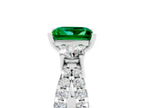 White gold Princess Cut Emerald Three-Stone Ring with Pavé Split Shank and Four-Prong Setting_5