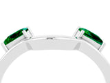 White gold Princess Cut Emerald Two-Stone Open Band Ring with Four-Prong Setting_10