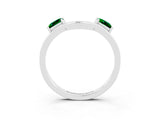 White gold Princess Cut Emerald Two-Stone Open Band Ring with Four-Prong Setting_9