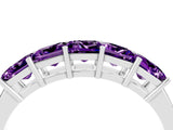 White gold Princess Cut Five-Stone Amethyst Band with Prong Setting_10