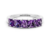 White gold Princess Cut Five-Stone Amethyst Band with Prong Setting_6