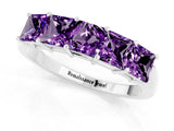 White gold Princess Cut Five-Stone Amethyst Band with Prong Setting_7