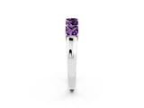 White gold Princess Cut Five-Stone Amethyst Band with Prong Setting_8