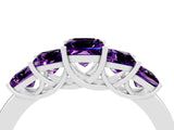 White gold Princess Cut Five-Stone Amethyst Ring with Classic Prong Setting_10