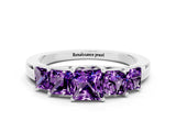 White gold Princess Cut Five-Stone Amethyst Ring with Classic Prong Setting_6